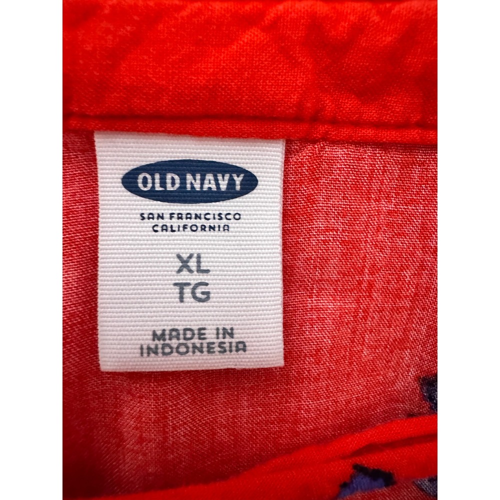 Old Navy Red Floral Lace Up Pintuck Long Sleeve Blouse XL Rayon Boho Peasant Top - Picture 4 of 7